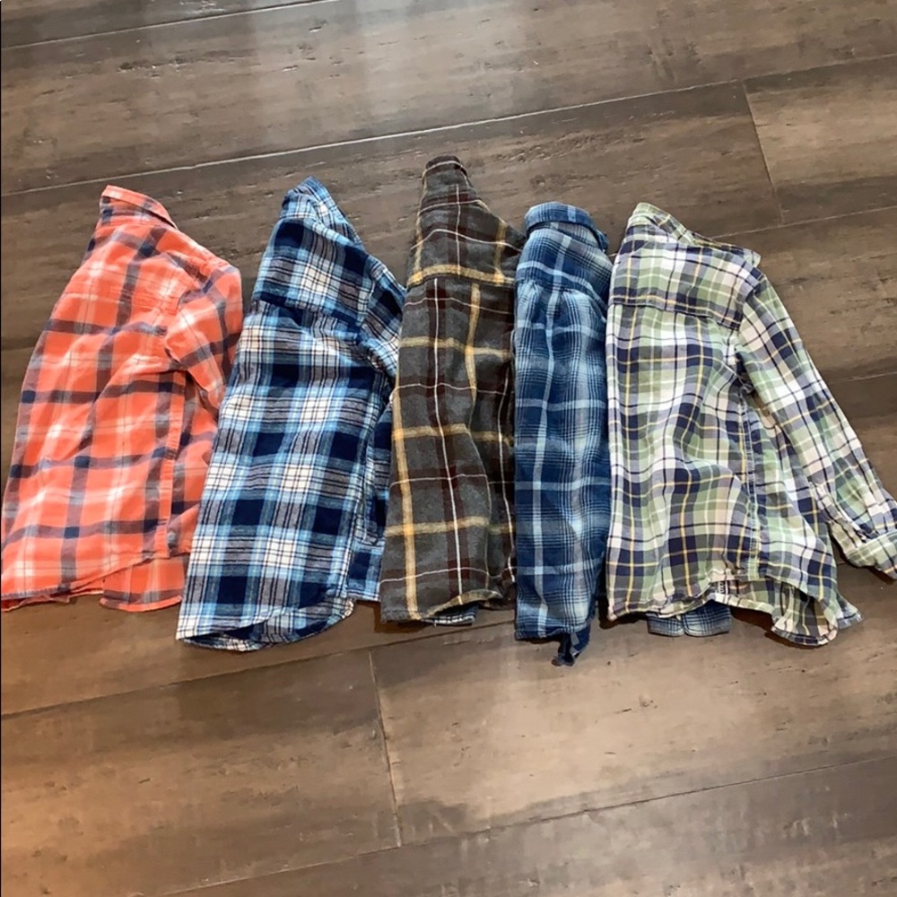 Bundle of five size 4T flannel button down shirts